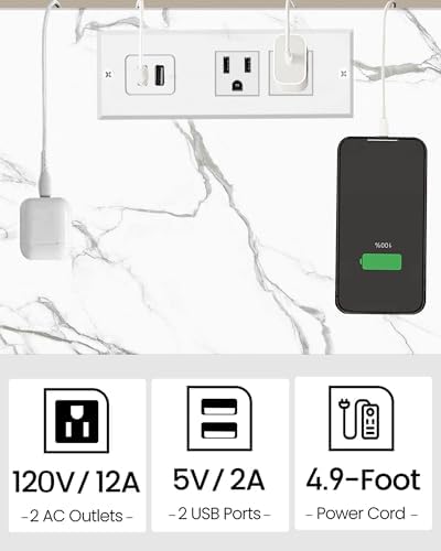 TUTOTAK End Table with Charging Station, Side Table, Nightstand