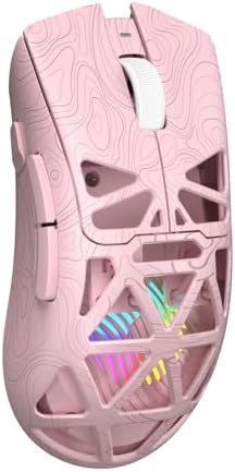 Aula SC620 Wireless Gaming Mouse, Tri-Mode 2.4GHz/USB-C/BT5.3 Computer Mouse with 12000 DPI, Programmable Macro Gamer Mouse with Rapid Fire Key, RGB Light Gaming Mice for PC/Laptop/Mac (Line Pink)