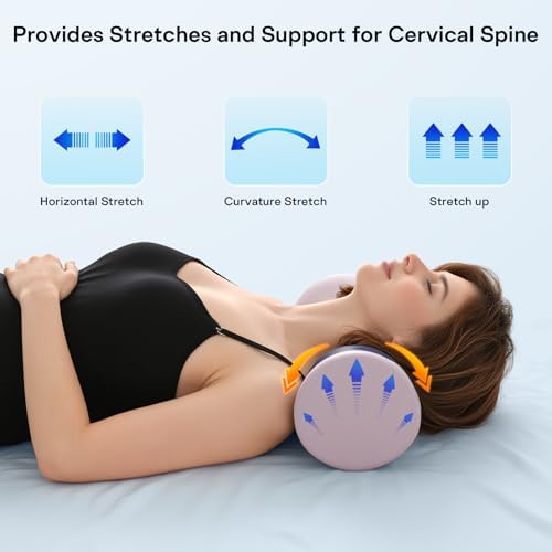 Neck Roll Pillow - Cooling Cover Round Neck Pillow for Sleeping - Memory Foam Cervical Roll Pillow - Ergonomic Bolster Pillow for Neck, Leg, Back, Yoga, Relaxing (Blue Purple)