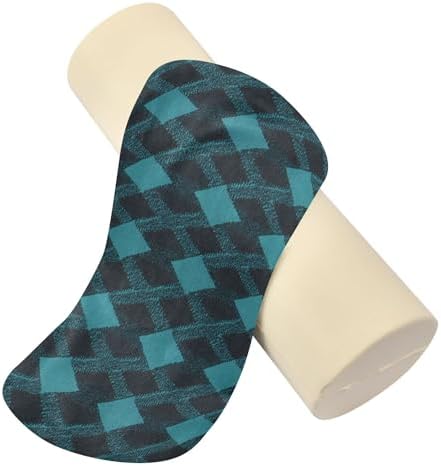 Round Cervical Roll Bolster Pillow Sleep Neck Roll Pillow Round Pillow Throw Memory Foam Cylinder Lumbar Support for Bed Argyle Plaid Darkturquoise