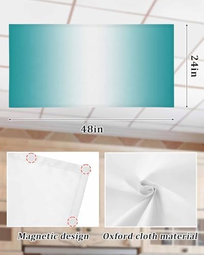 Turquoise Magnetic Fluorescent Light Covers for Ceiling Lights 2 x 4 Feet,Gradient Contemporary Geometric Stripes Office Classroom Kitchen Drop Ceiling Light Covers Lighting Filters Shade 4 Packs
