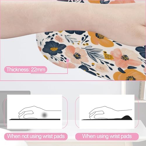 Abstract Groovy Flower Keyboard Wrist Rest Pad and Mouse Pad Wrist Support Set,3-in-1 Ergonomic Mouse Pad with Non-Slip Rubber Base for Home Office Game Computers Desk,
