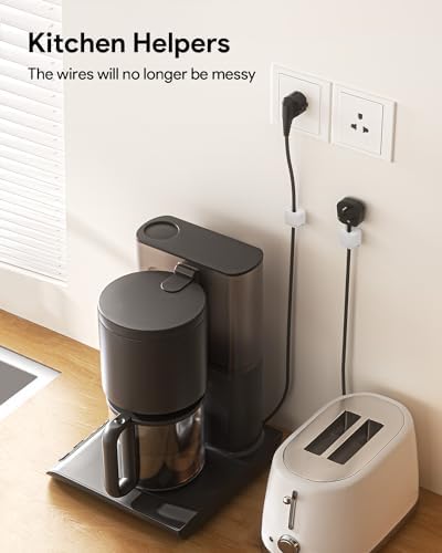 18 Pack Cord Organizer, Magnetic Cable Clips, Under Desk Management, White