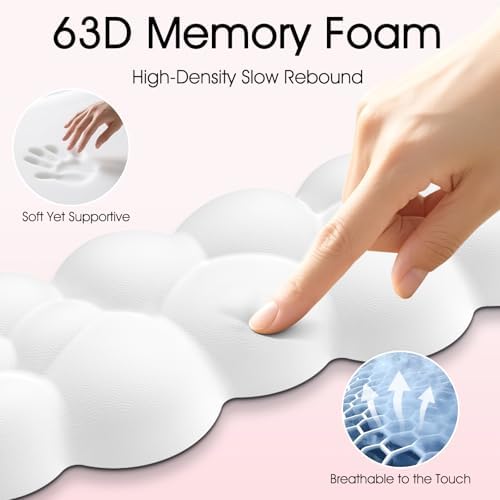 Sushret Cloud Wrist Rest for Computer Keyboard and Mouse Pad Set, White