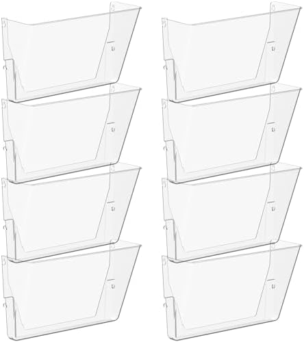 Gawerk Single Pocke Wall Mount File Holder Organizer (Clear, 8 Pack)