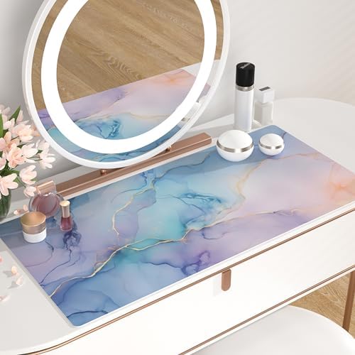 QIYI Leather Large Mouse Pad, Waterproof Desk Mat, 31.5" x 15.7", Fluid Art