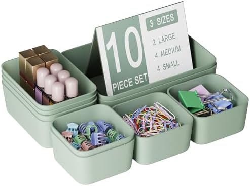 Drawer Organizers Bins 10 PCS for Bathroom Makeup Desk Office