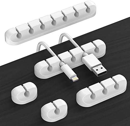 TviewSmart Cord Organizer for Desk, 5 Pack Cord Holders, Cable Clips, White