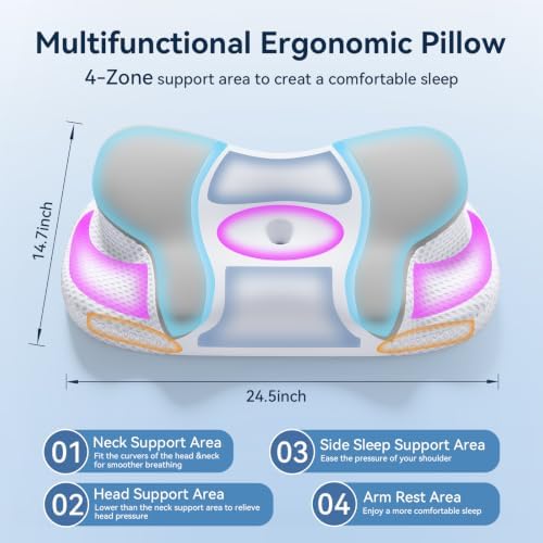 XIEEAOZEE Cervical Pillow for Neck and Shoulder Pain Relief, Blue