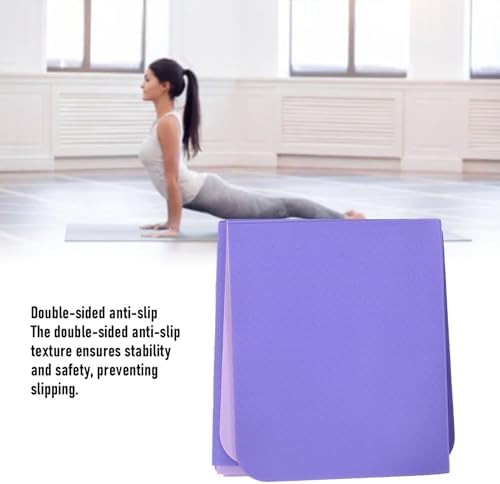 Foldable Fitness Mat, TPE Double Sided Anti Slip Workout Mat, Lightweight Portable Cushion for Yoga Dance Pilates Stretching At Home Office Travel Indoor Outdoor