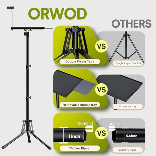 Projector Stand Tripod, Foldable Laptop Tripod with Adjustable Height