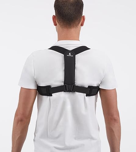 MUELLER Sports Medicine Posture Corrector for Women and Men, Adjustable Back Support for Scoliosis, Kyphosis & Text Neck, One Size, Black