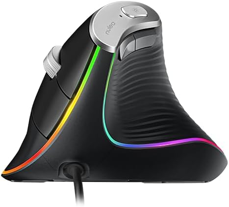 Nulea M504 Wired Vertical Mouse, USB Optical Ergonomic Mouse Wired with 4 Adjustable DPI, 11 RGB Backlight Modes, Compatible for Laptop, PC, Desktop, Mac, Black
