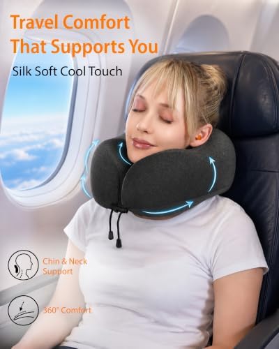 MLVOC Airplane Travel Neck Pillow for Sleeping, 3D-Eye Mask & Earplugs Kit