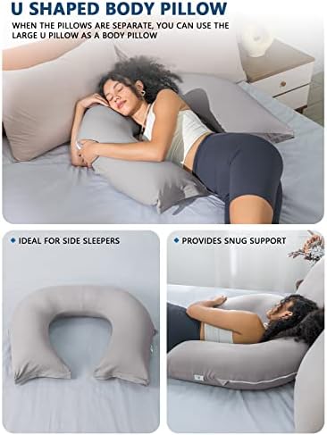 INSEN Reading Pillow, Back Pillow for Sitting in Bed and Couch, Gaming Pillow for Adults, Sit Up Support for Bed, Cooling Tencel, Grey