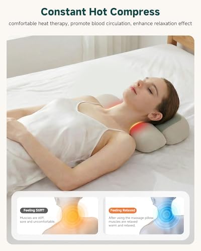 Snailax Neck Massager Pillow with Heat & Air Traction, Ergonomic Cervical
