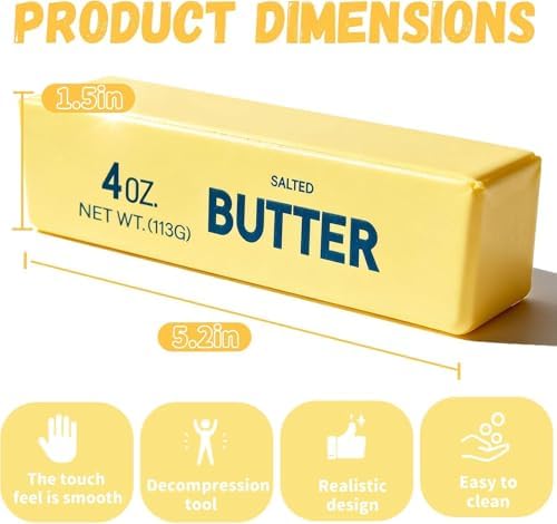 Slow Rising Squishy Butter Squeeze Toys Pack Sensory Stress Relief Squishies Soft & Stretchy Fidget Toys for Anxiety Relief Party Favors Squishy Butter (4pcs)