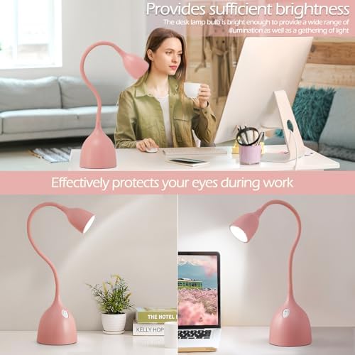 EJIAXIN Desk Lamp for College Dorm Room - LED Reading Light, Pink