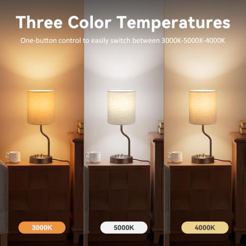Fenmzee Bedside Lamps for Bedroom Set - 18" Beige Table Lamp for Nightstand