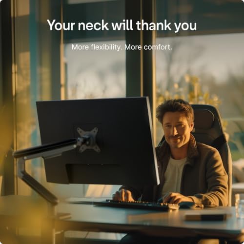 Desktronic Single Monitor Mount, Up to 34" & 8kg, 360° Rotation, Height Adjustable, Sturdy, Easy Install, for Large Screens, Ergonomic Design, Fits All VESA 75/100 Standards