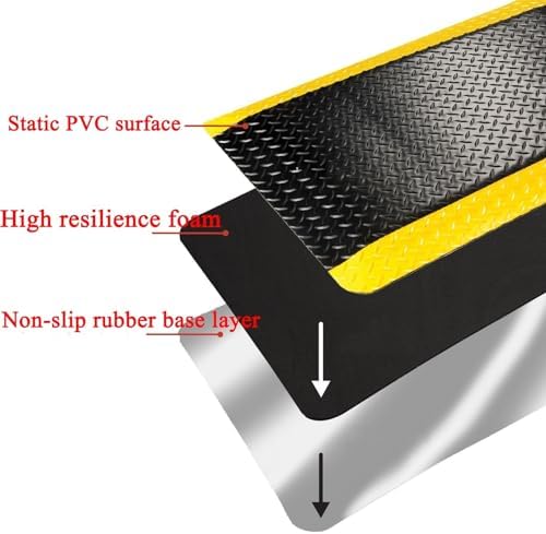 Anti-Fatigue Standing Desk Mat 30x40cm - Ergonomic Workplace Comfort Mat for Home Office & Running - Non-Slip, Durable Black Mat for All-Day Support