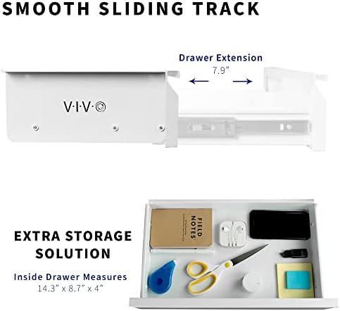 VIVO White 16 x 9 inch Under Desk Slide Out Drawer, DESK-AC03A-W