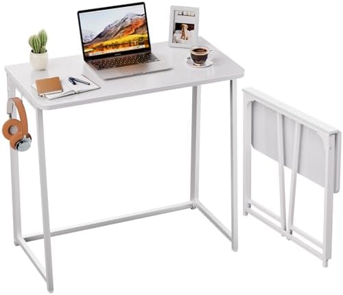 WOHOMO Folding Desk, 31.5" Foldable Computer Table for Small Spaces, White