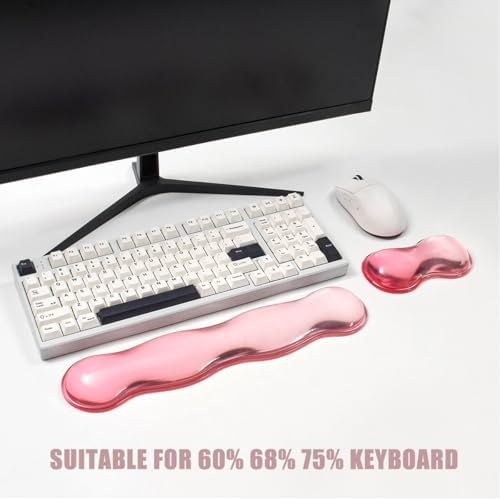 Gel Keyboard and Mouse Wrist Rest Set, Pink Wrist Pad for Computer Keyboard