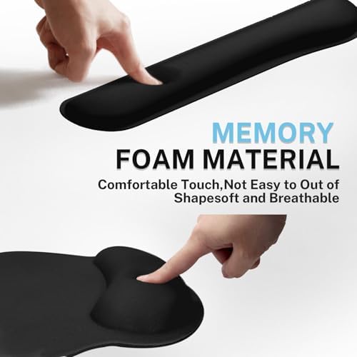 Britimes Ergonomic Mouse Pad Set with Wrist Rest, Black