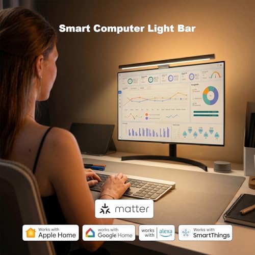 YEELIGHT Monitor Light Bar RGB Backlight, Ra98 Computer Lamp Works with Matter & Alexa for Home Office Gaming, 350LM Dimmable No Glare Eye-Care LED Screen Bar, USB Desk Lamp Stepless Dimming