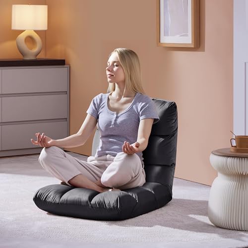 Yaheetech 14-Position Folding Floor Chairs with Back Support Gray 2pcs