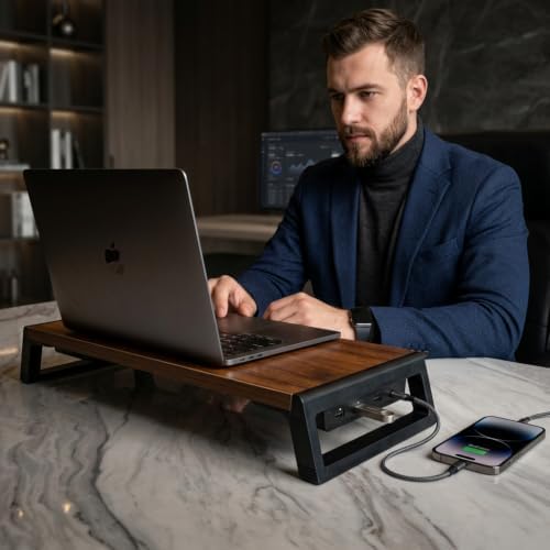 Zapuno Desk Organizer and Accessories, Computer Monitor Stand Riser with USB Hub , Laptop Stand