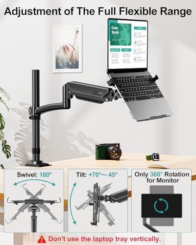 MOUNT PRO Laptop Arm Desk Mount for Max 22lbs 17" Laptop & Max 32" Monitor