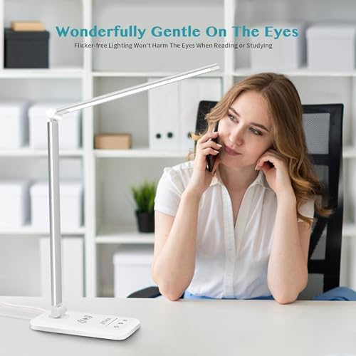 LED Desk Lamp with Wireless Charger,Touch Lamp for Home Office Dorm