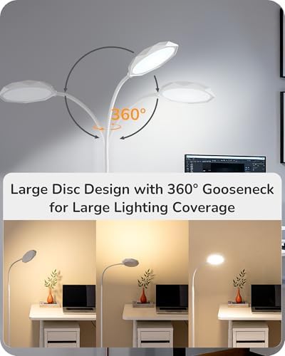 EDISHINE Gooseneck Floor Lamp 1300LM LED Floor Lamps for Living Room White
