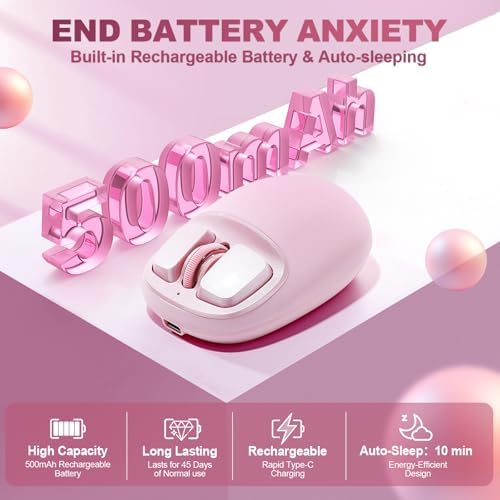 YUNZII C1 Wireless Tri-Mode Wireless Mouse 4800 DPI Optical (Pink)