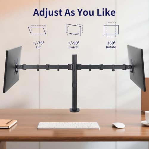 Black Dual Monitor Arm Mount for 13-27 Inch Screens
