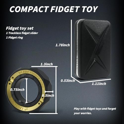 Fidget Toys 2 Pack, Trackless Fidget Slider, Fidget Ring