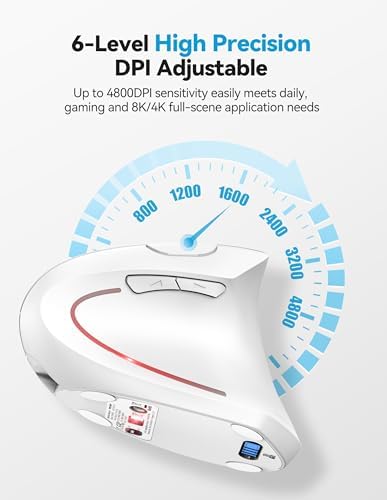 TECKNET Ergonomic Mouse Wireless, Rechargeable Vertical Mice Right Hand