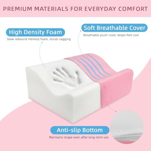 Work Foot Rest Under Desk,Ergonomic Footrest & Washable Cover Pink