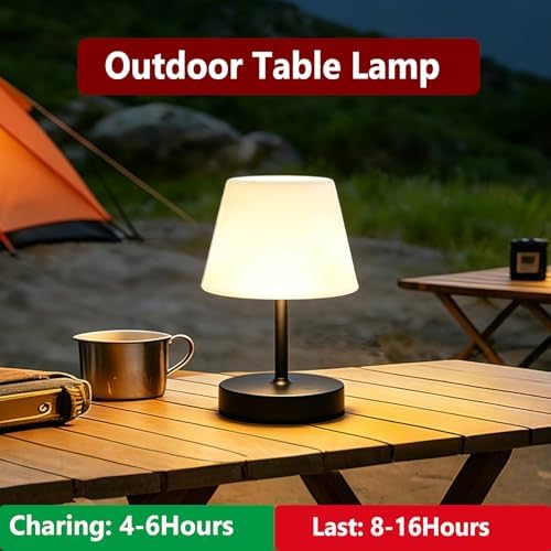 DOLADY Shower Lamp Waterproof, 4000mAh Battery Cordless Table Lamp (Black)