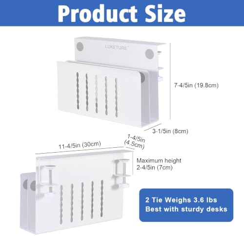 LUKETURE Desk Side Storage, 2 Tier Under Desk Laptop Mount with Pen Slot