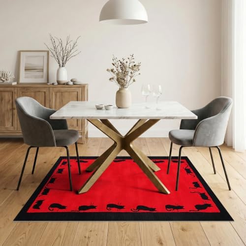 5'x7' Red Cat Crimson Artistic Ultra-Soft Area Rug