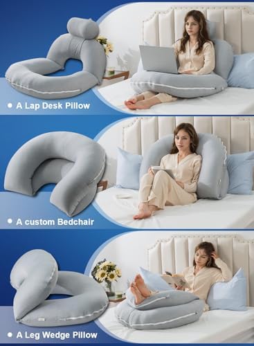 INSEN Reading Pillow, Back Pillow for Sitting in Bed and Couch, Gaming Pillow for Adults, Sit Up Support for Bed