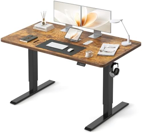 CubiCubi 48x30 Large Electric Standing Desk, 30" Deep Desktop, Rustic Brown