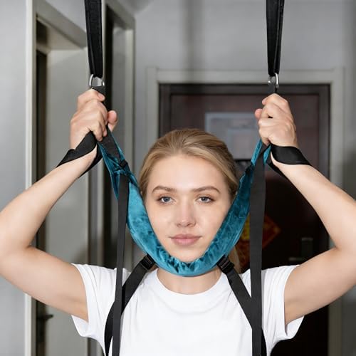 Cervical Traction Belt with Hook Home Neck Stretching Hanging Belt Soft Padded Neck Support for Office Worker Pain Relieve