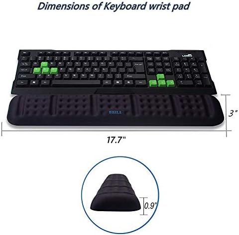BRILA Upgraded Ergonomic Keyboard Wrist Rest Support Cushion Pad, Comfy Soft Memory Foam Gel Padding Non-Slip Large Keyboard Wrist Hand Elbow Palm Support Pad for Office Work & PC Gaming