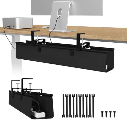 Under Desk Cable Management Tray 28" No Drill Cord Organizer 70lbs Metal