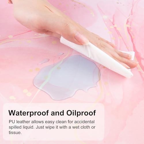 QIYI PU Leather Large Mouse Pad, Waterproof Desk Mat, 31.5" x 15.7", Pink