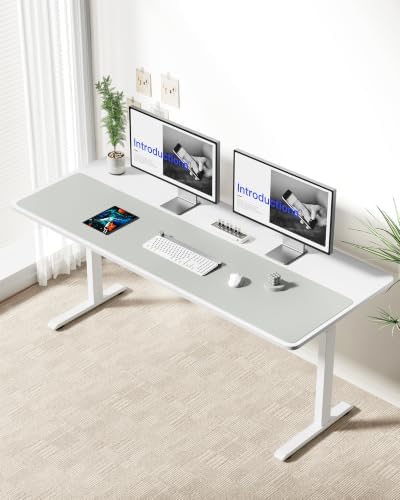 YSAGi Leather Desk Pad Protector, Office Desk Mat, Large Mouse Pad, Non-Slip PU Leather Desk Blotter, Laptop Desk Pad, Waterproof Desk Writing Pad for Office and Home (Light Grey,55" x 17.2")